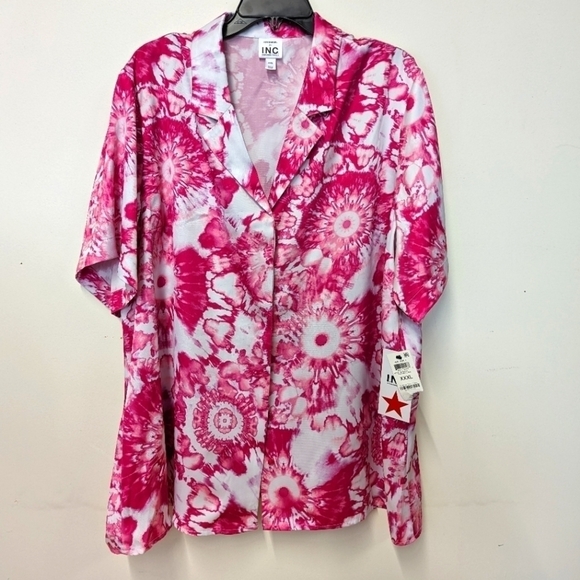 ADE Samuel Pink Tie Dye Button Down Blouse NWT XXXL 3x 18 / 20 Plus summer - Picture 7 of 17